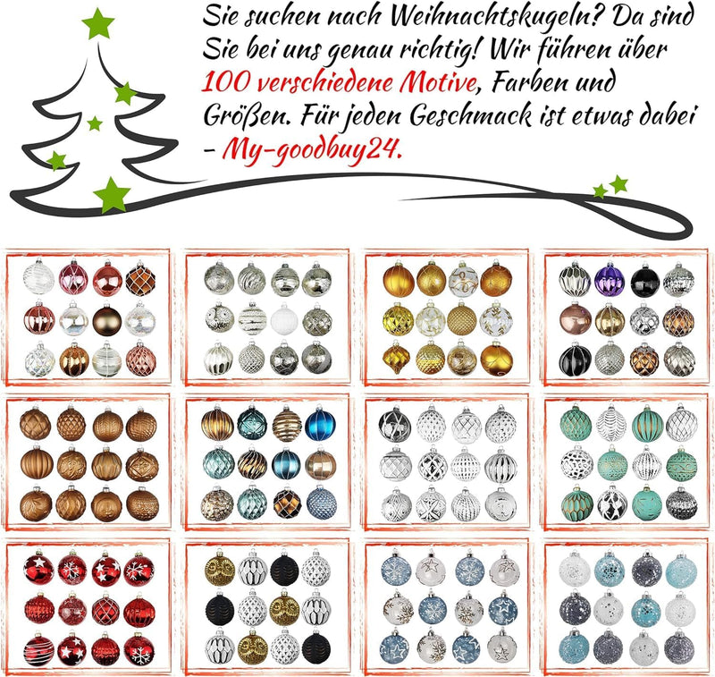 12er Set Luxus Weihnachtskugeln Echtglas Glaskugeln Weihnachten weihnachtsdeko Christbaumkugeln Set