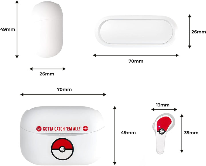 OTL Technologies Bluetooth-Kopfhörer V5.0 Pokemon Pokeball mit Ladebox