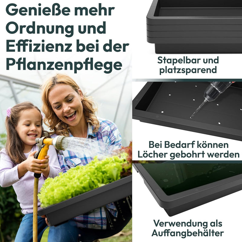 UDOPEA Manna Profi Pflanzschale 60 x 40 x 6,5 cm stabile Gewächshaus-Wanne ohne Bodenlöcher wasserdi