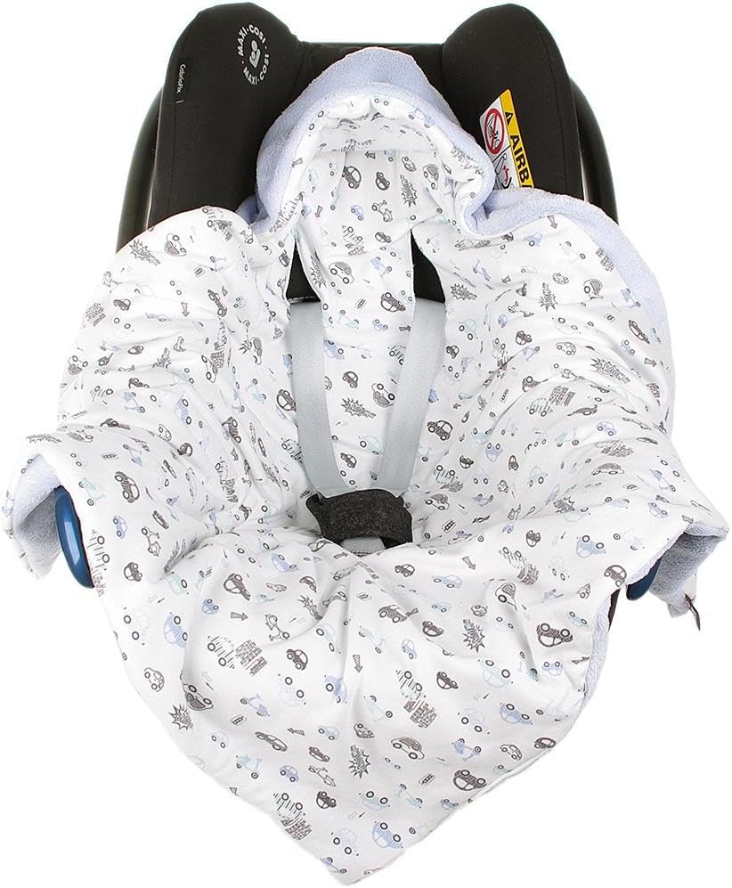 Einschlagdecke für die Babyschale Babyschalenfusssack Sommer Fusssack (Grau, Auto) Grau Auto, Grau A