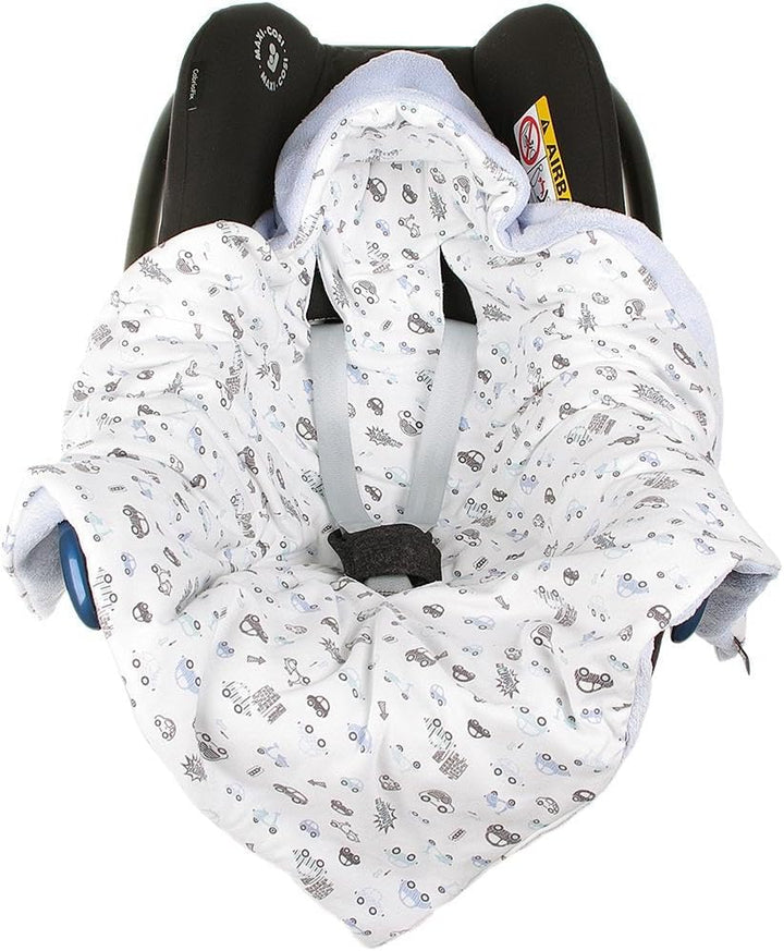 Einschlagdecke für die Babyschale Babyschalenfusssack Sommer Fusssack (Grau, Auto) Grau Auto, Grau A