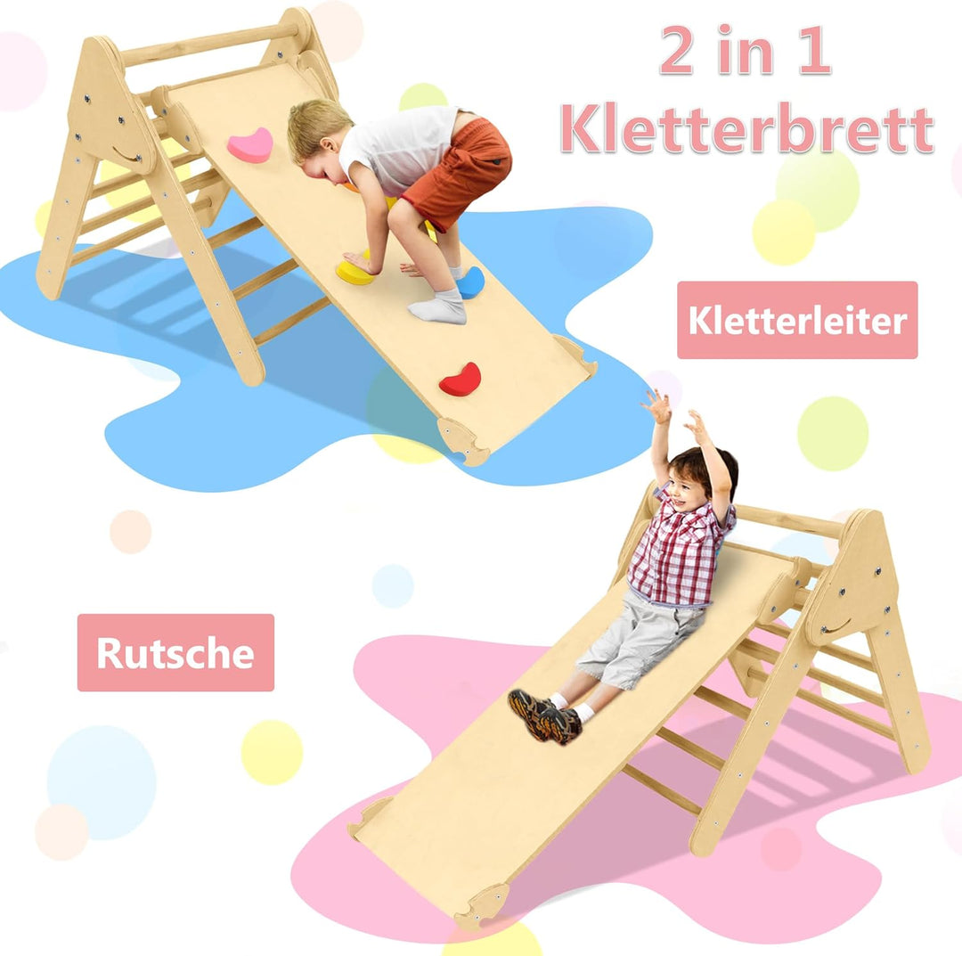 ACXIN 3-in-1 Montessori Klettergerüst Indoor für Kinder mit Kletterdreieck und Kletterbogen, Indoor