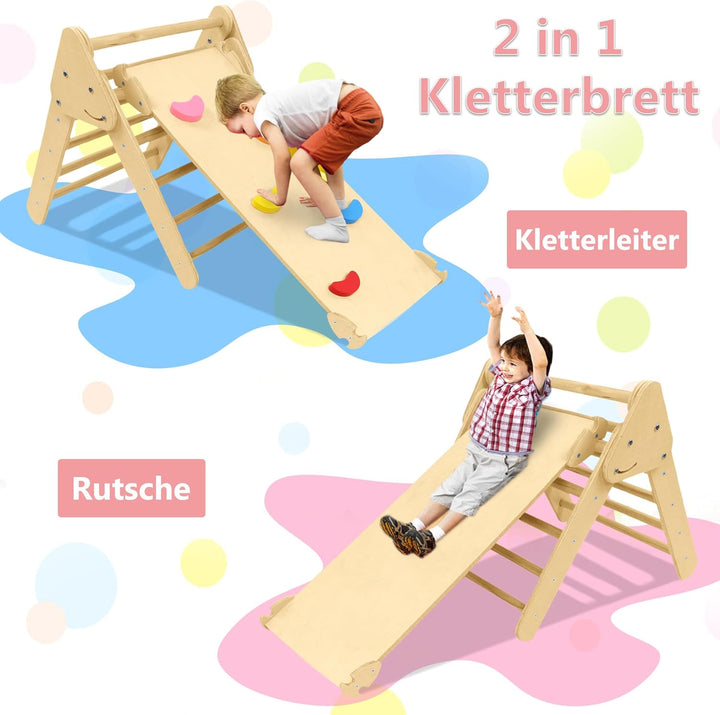 ACXIN 3-in-1 Montessori Klettergerüst Indoor für Kinder mit Kletterdreieck und Kletterbogen, Indoor