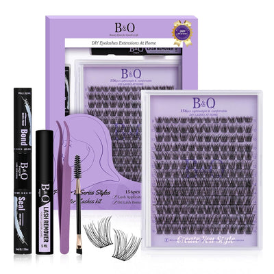 B&Q Lashes Extension Set 156 PCS Lash Extension Set 8-16MIX Wimpern Extensions Mit Mascara Pinsel Kl