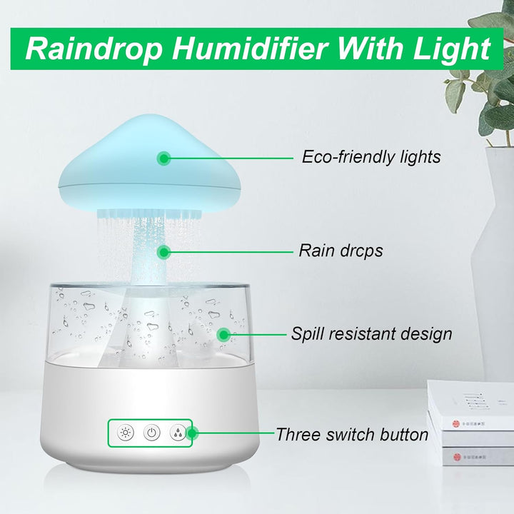 Rain-Cloud Humidifier, 450 ml, Regen Wolken Luftbefeuchter mit 3 modi und 7 Farben, LED-Lichtern Aro