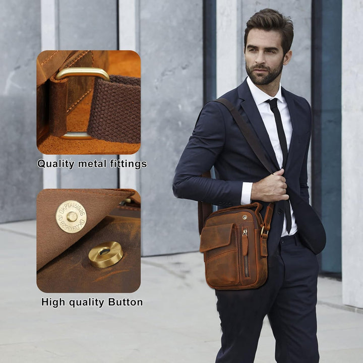 BAIGIO Umhängetasche Herren Leder Schultertasche Vintage Crossbody Bag Messenger Herrentasche zum Um