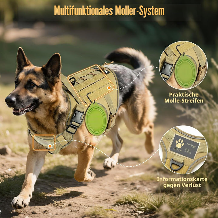 Taktisch Hundegeschirr, Einfach Kontrolle &amp; Anti Zug Hundegeschirr mit Molle Panel und Reflektierend