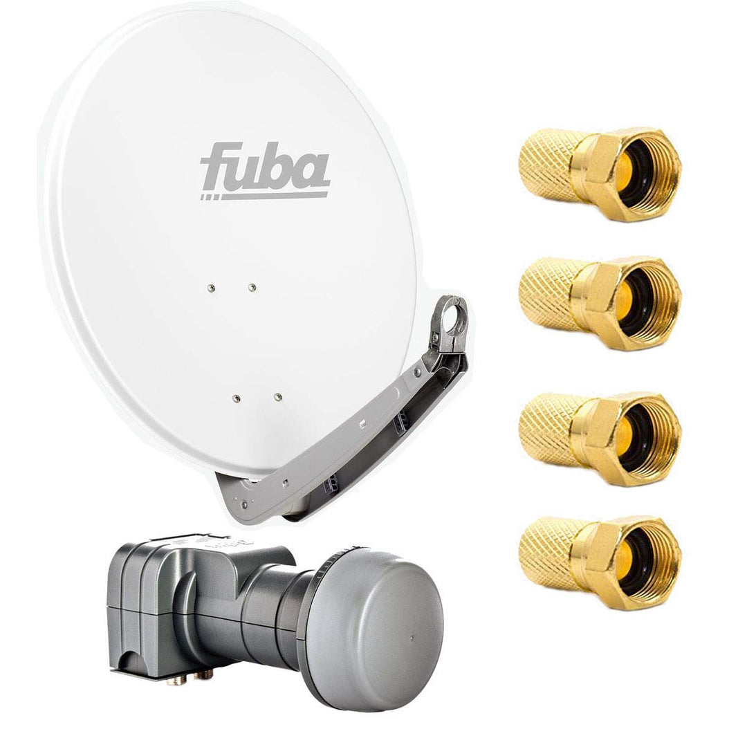 Fuba DAA 650 W Satellitenantenne 65 cm Aluminium Weiss DEK 217 Twin-LNB HDTV 4K 3D 8X F-Stecker 7,5
