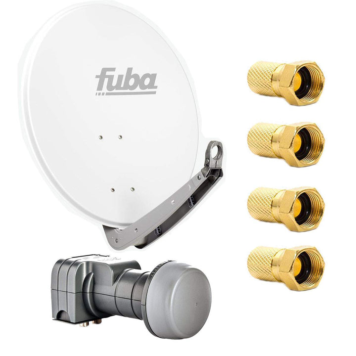 Fuba DAA 650 W Satellitenantenne 65 cm Aluminium Weiss DEK 217 Twin-LNB HDTV 4K 3D 8X F-Stecker 7,5