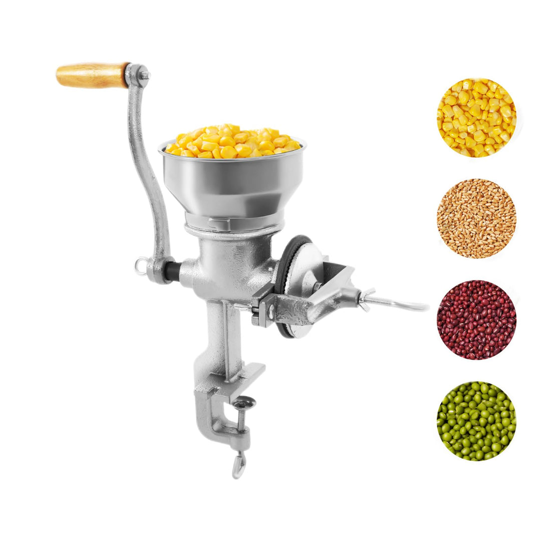 Manuelle Getreidemühle aus Gusseisen, Verstellbarer Kornmühle mit 500ml Kapazität & Tischklemme, für