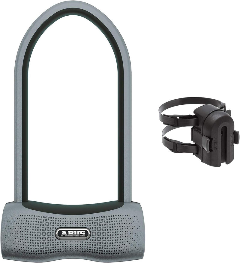 ABUS Bügelschloss 770A SmartX + USKF Halter - Smartes Fahrradschloss mit Bluetooth und Alarm - Bedie