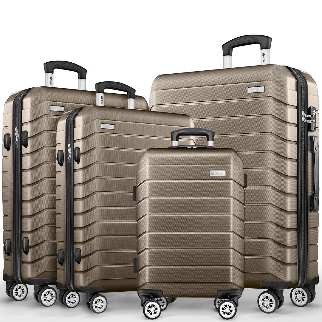 tillvex® Reisekoffer Set 4-teilig + Gepäckwaage, 8X Koffergurte & 4X Kofferanhänger | Kofferset 4 Ro