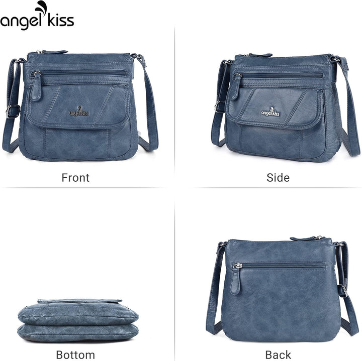 Angelkiss Kleine Damen-Umhängetasche, Leder, Schultertasche für Damen, Hobo-Tasche mit verstellbarem