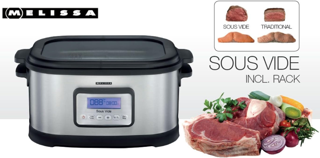 Melissa 16310170 Sous Vide Schongarer Topf, Würstchenwärmer und Vakuum für Küche Kochen bei niedrige