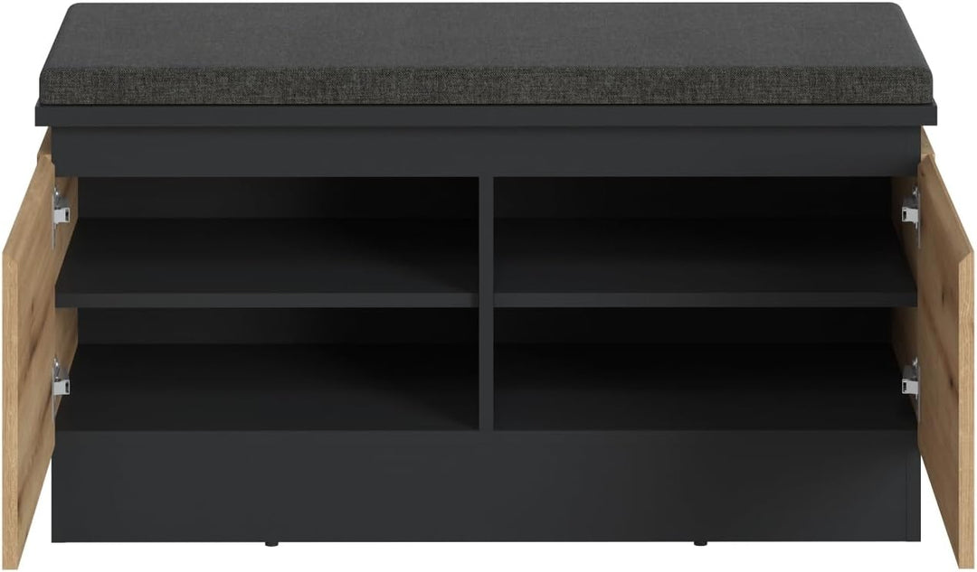 möbelando Schuhbank >Corte< in Coast Evoke Eiche Dekor/Kosmos Grau - 100,6x53,8x45 (BxHxT), Schuhban