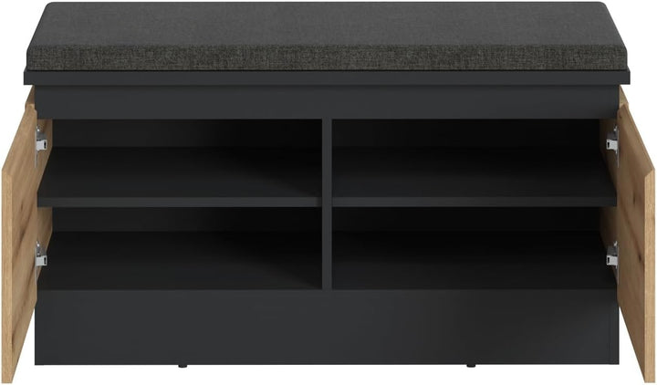 möbelando Schuhbank >Corte< in Coast Evoke Eiche Dekor/Kosmos Grau - 100,6x53,8x45 (BxHxT), Schuhban