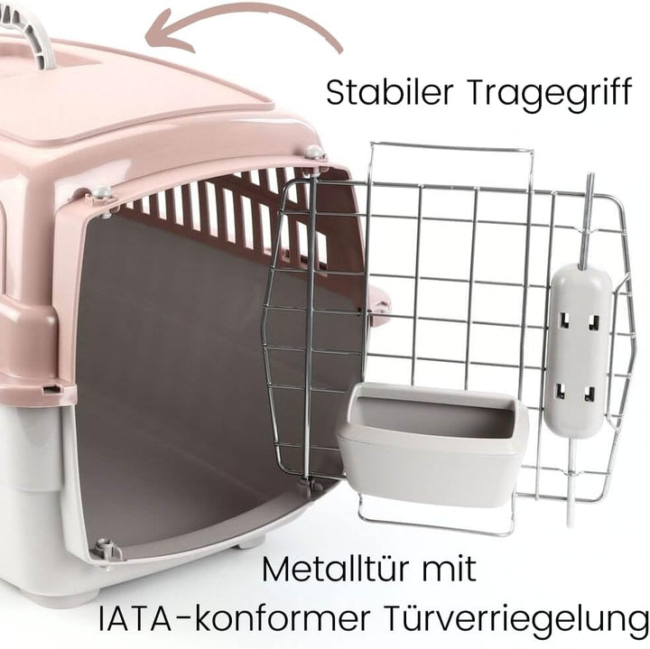 2er Set Transportbox IATA Flugbox Flugzeug Hundebox Hunde Transportbox Katze Gross für 2 Tiertranspo