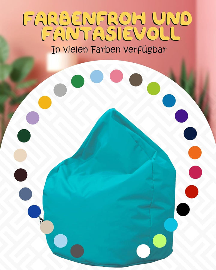 PATCH HOME Patchhome Sitzsack Tropfenform mit Reissverschluss Nachfüllbar - für In &amp; Outdoor - mit S