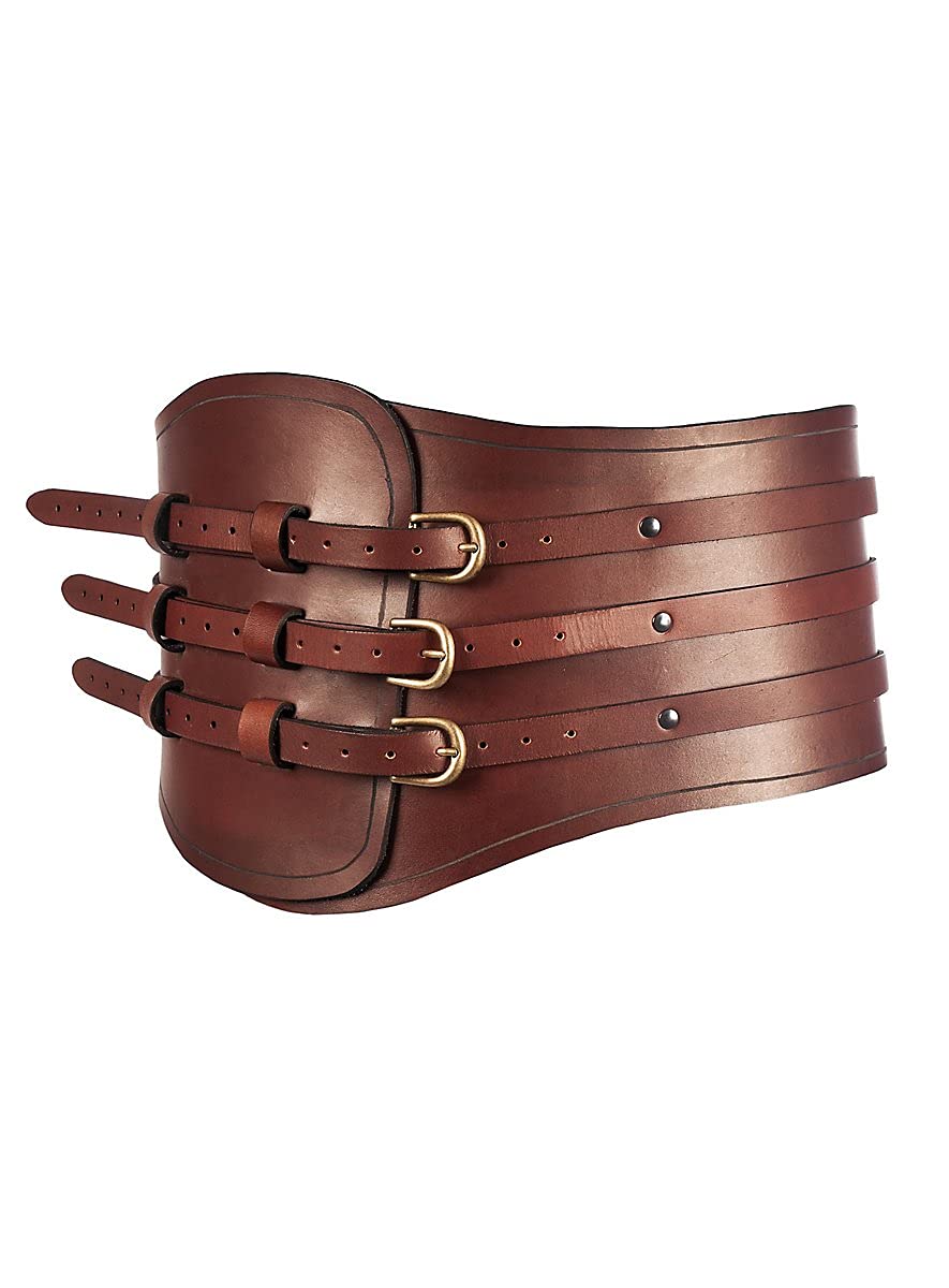 Andracor - Gürtel Römischer Gladiator - Breiter Gürtel mit Nieten und Riemen - Braun Schwarz Grün Ro