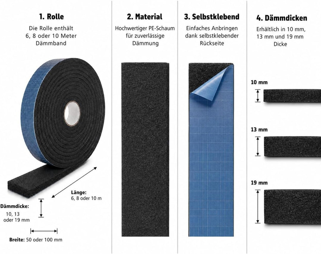 Armacell Armaflex AF B1 Dämmstreifen selbstklebend (8 Meter, 13mm - 100mm) | Schmale Dämmstreifen se