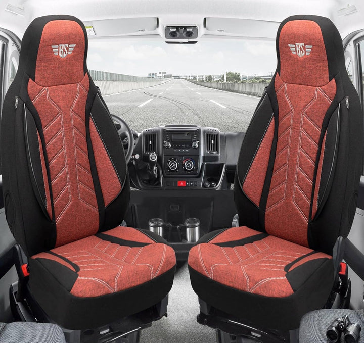 BREMER SITZBEZÜGE Mass Sitzbezüge Schonbezüge für VW T6 T6.1 Caravelle PLKT202 PLKT202 - Schwarz/Rot