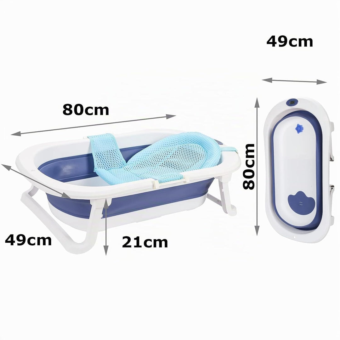 50L Baby Badewanne, Faltbare babywanne mit Anti Stütze, baby wanne mit Echtzeit-Temperaturmessung, B