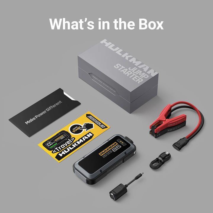 HULKMAN Alpha 85 Starthilfe Powerbank 2000A 20000mAh Auto Starter für bis zu 8,5L Benzin und 6L Dies