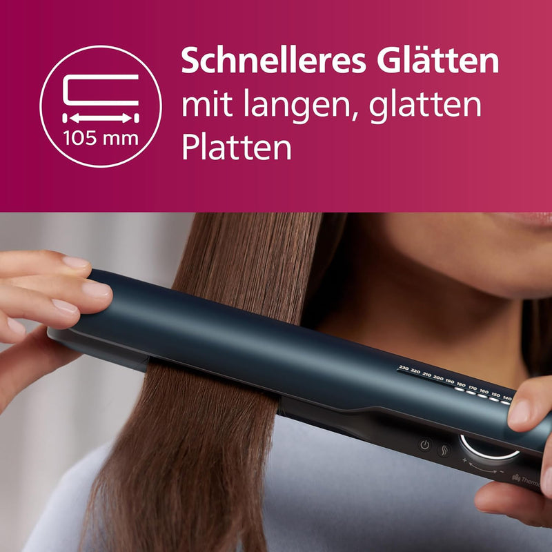 Philips Haarglätter Der 7000er Serie Mit ThermoShield Technologie, [Modell BHS732/00] Blau BHS732/00