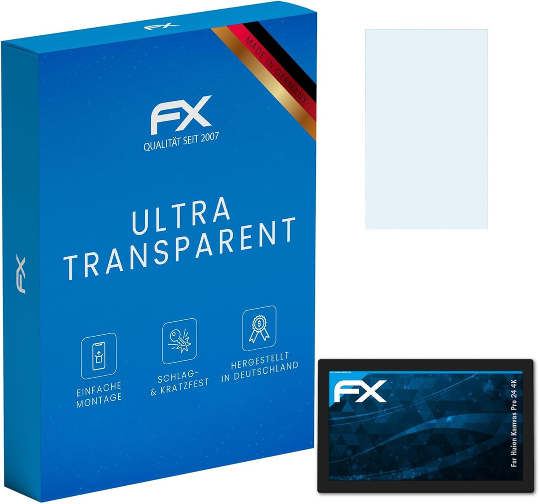 atFoliX Schutzfolie kompatibel mit Huion Kamvas Pro 24 4K Folie, ultraklare FX Displayschutzfolie (2