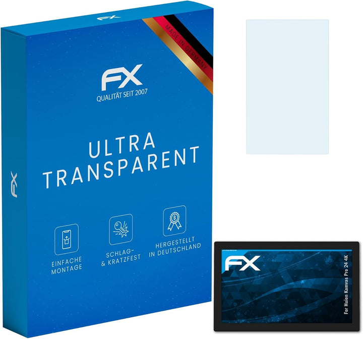 atFoliX Schutzfolie kompatibel mit Huion Kamvas Pro 24 4K Folie, ultraklare FX Displayschutzfolie (2