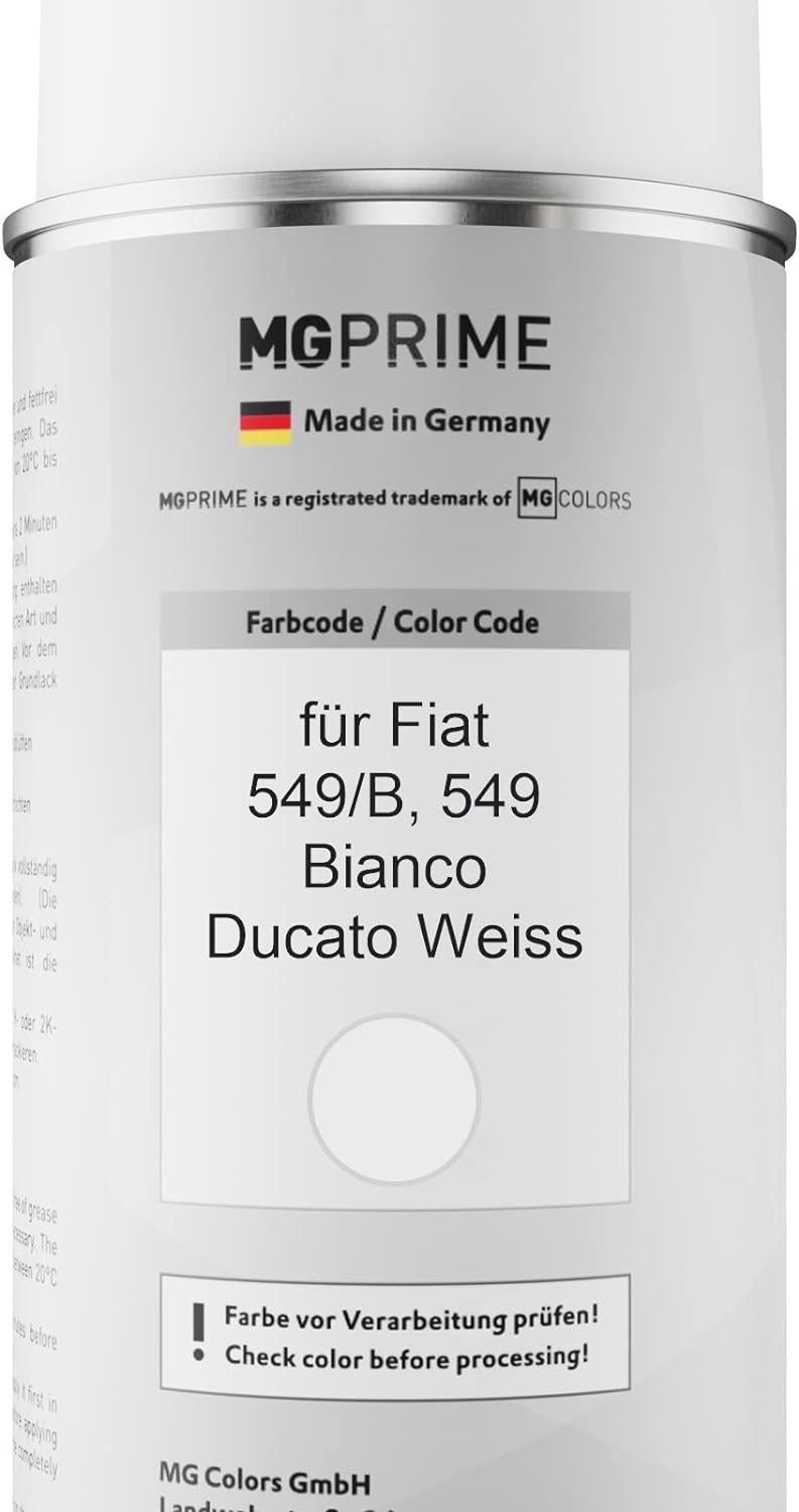 MG PRIME Autolack 2K Spraydosen Set für Fiat 549/B / 549 Bianco/Ducato Weiss Basislack 2 Komponenten