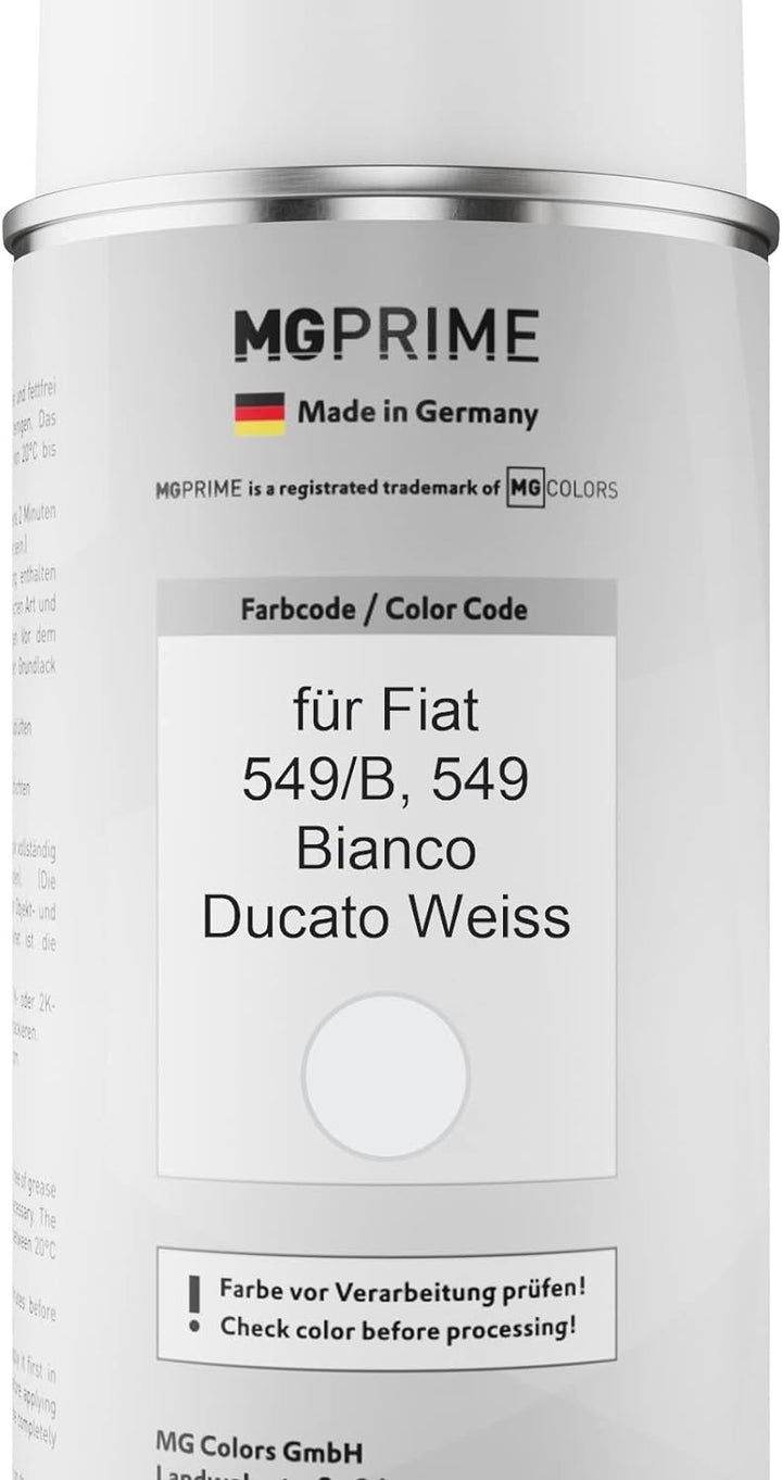 MG PRIME Autolack 2K Spraydosen Set für Fiat 549/B / 549 Bianco/Ducato Weiss Basislack 2 Komponenten