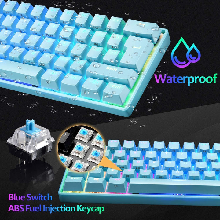 60% UK-Layout Kabelgebundene Gaming-Tastatur und -Maus, 62Keys Mini Compact Mechanical Keyboard, 19