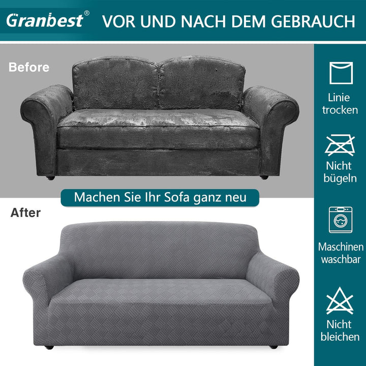 Granbest Stilvolle Rhombus Dicke Sofabezug 2 Sitzer Elastische Modestoffe Couchbezug Loveseat Sofasc