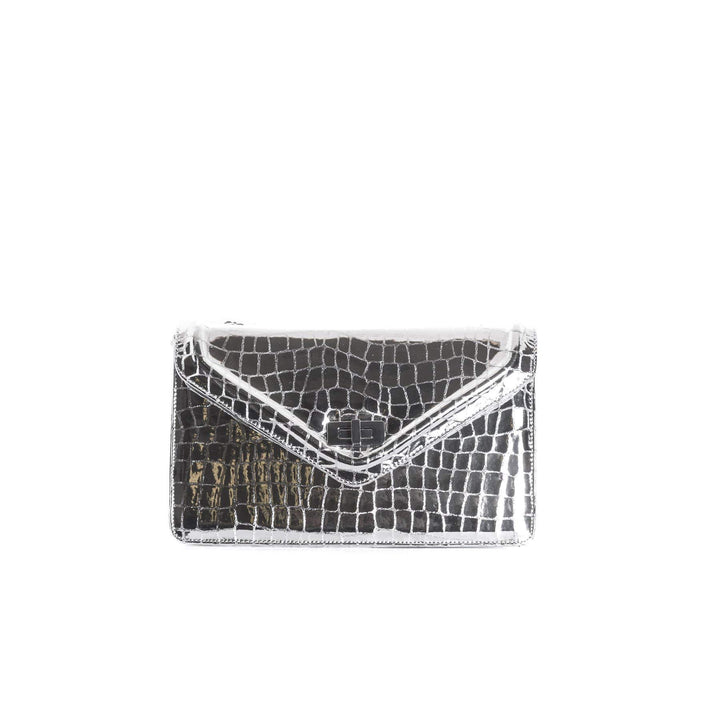 L’Intervalle Damen Amandine Stofftasche Silver Croco, Silver Croco