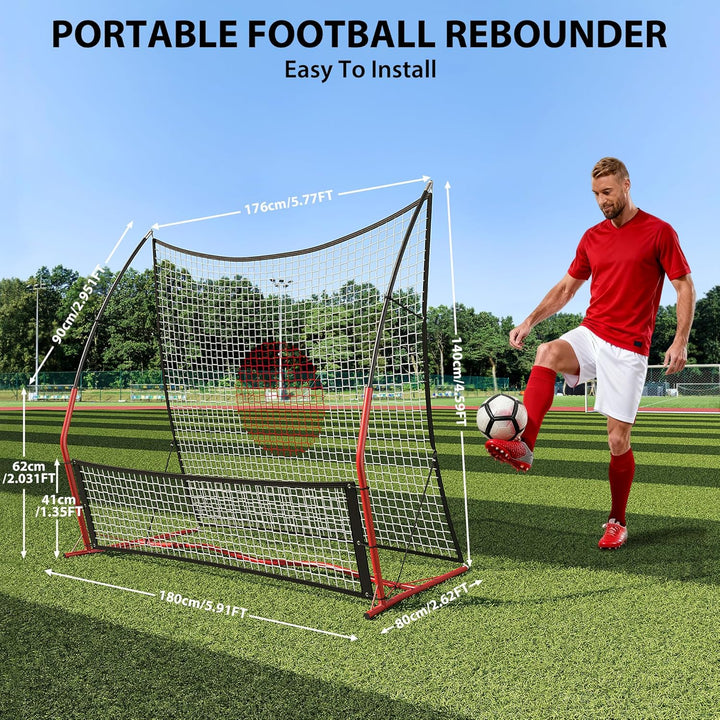 Soccer Rebounder, 2-in-1 Fussball-Rebounder-Netz, 1,8 x 1,8 m, Klein Und 1,8 m x 3,6 m, Grosses Rück