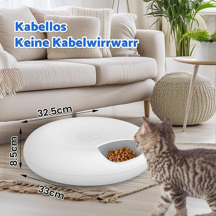 Futterautomat Katze Nassfutter,6 Mahlzeiten Nassfutterautomat für Katzen mit 2 Eispackungen WiFi App