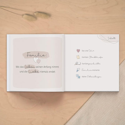 mintkind® "Unsere Familie" Erinnerungsalbum I Familien Geschenk I Familien-Buch zum ausfüllen | Foto
