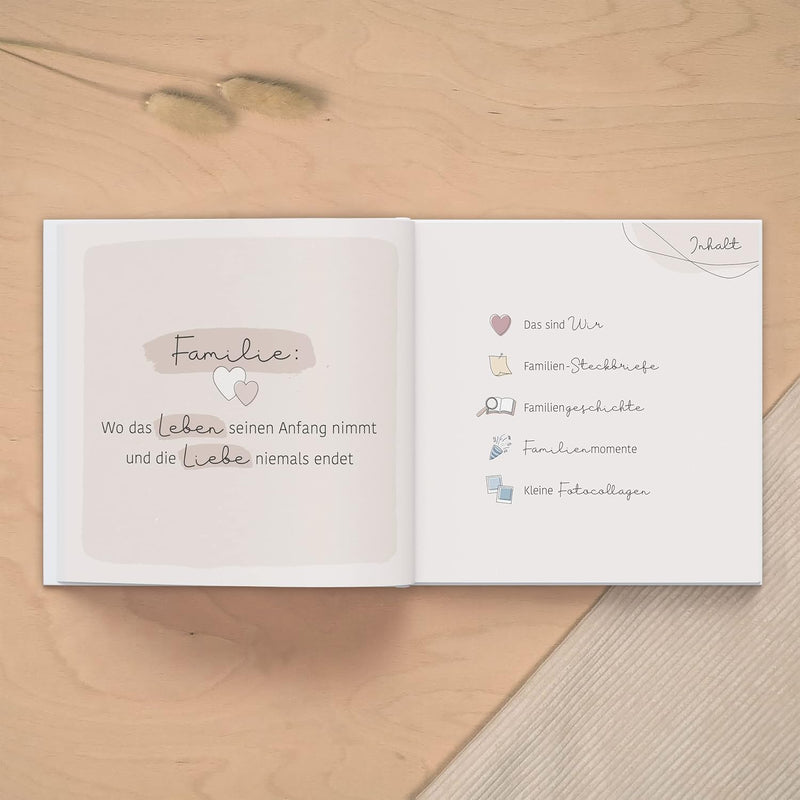 mintkind® "Unsere Familie" Erinnerungsalbum I Familien Geschenk I Familien-Buch zum ausfüllen | Foto