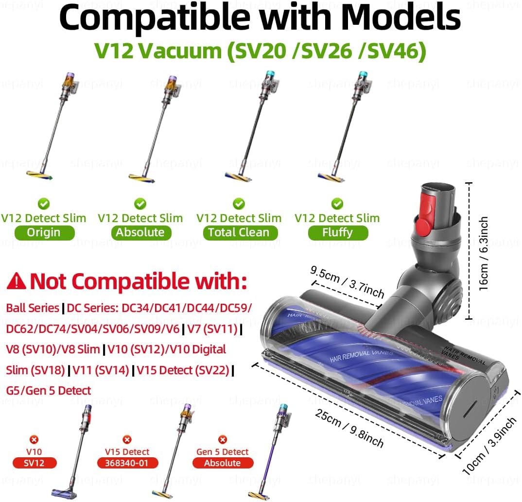 Anti-Tangle-Staubsauger Bodenbürste Zubehör Kompatibel für Dyson V12 Detect Slim, Bürste Ersatzteile