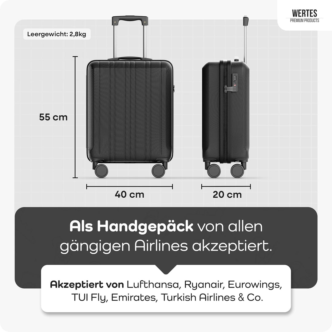 Koffer Set 3 teilig - TSA Schloss Kofferset platzsparend mit Doppelrollen, Reisekoffer, Koffer &amp; Tro