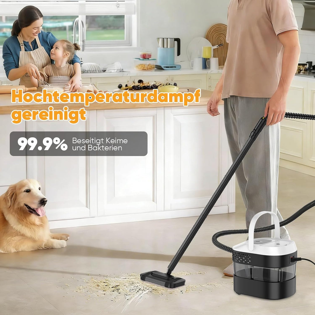 Dampfreiniger Mit 3 Stufig Verstellbarer Griff, Transportwagens, Mop, 1,6L Wassertank, 15 Sekunden A