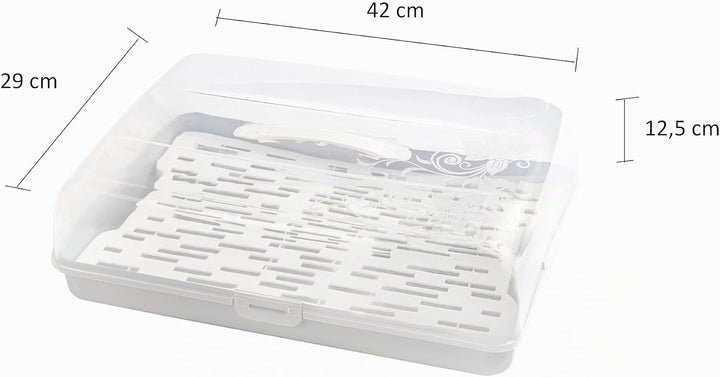 BranQ - Home essential rechteckiger Kuchenbehälter mit 2 Kühleinsätzen, aus Kunststoff (PP), mit hoh