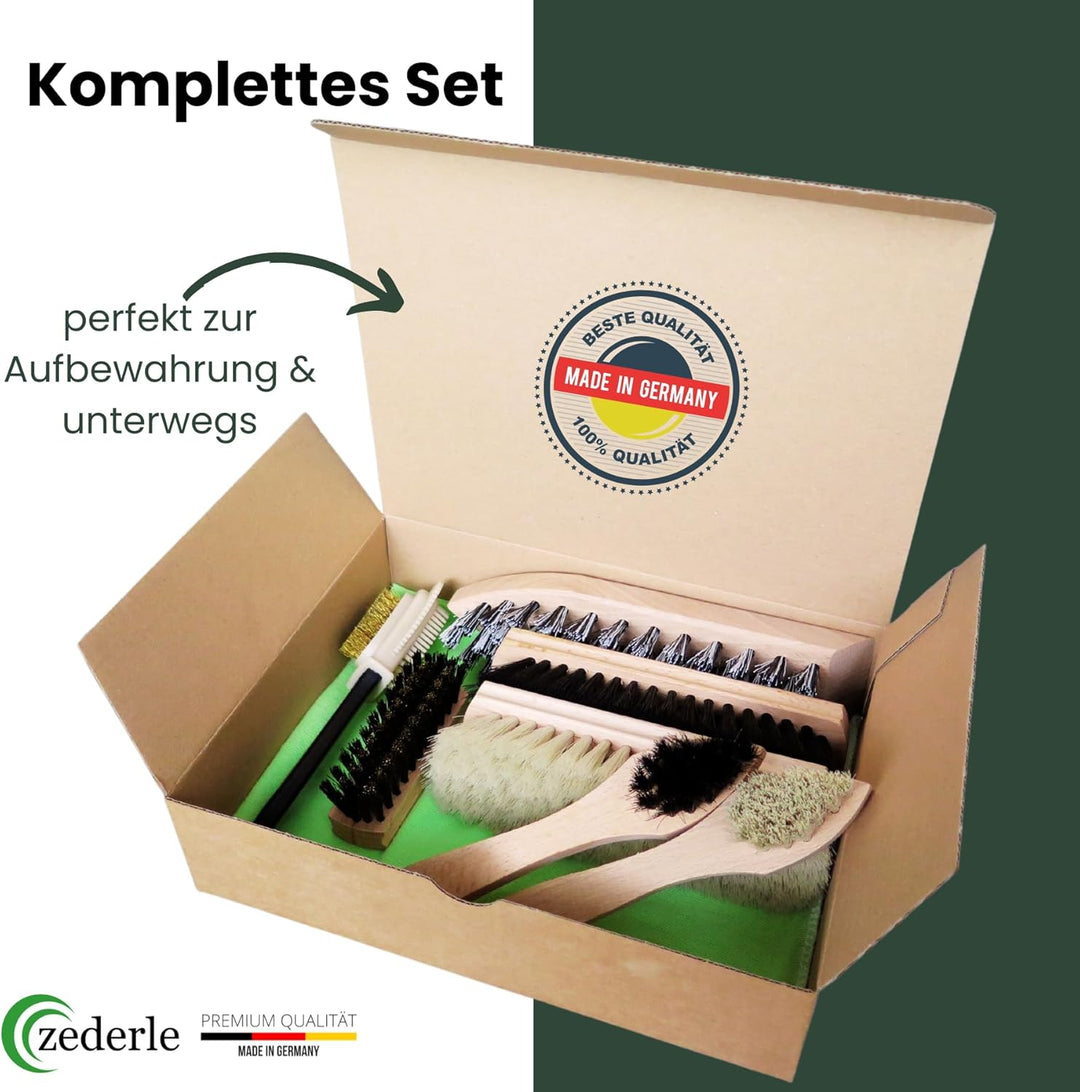 zederle Schuhputzsets – 9 teilig für Glattleder Wildleder Nubukleder inkl. Aufbewahrungskarton als S