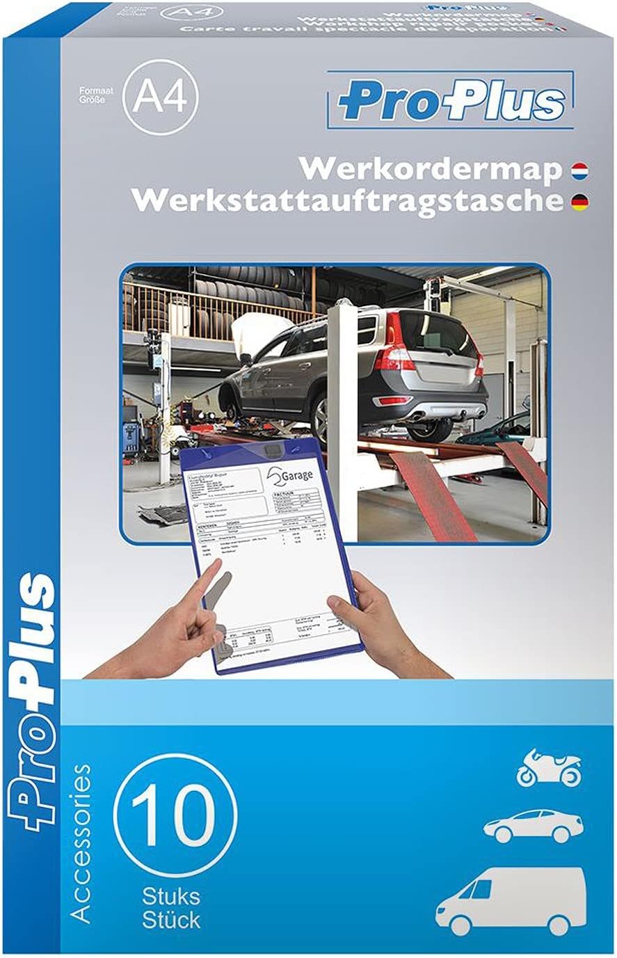 10 Robuste Werkstattauftragstaschen DIN A4 blau 10er Pack Auftragsmappen Kfz mit Schlüsselfach und H