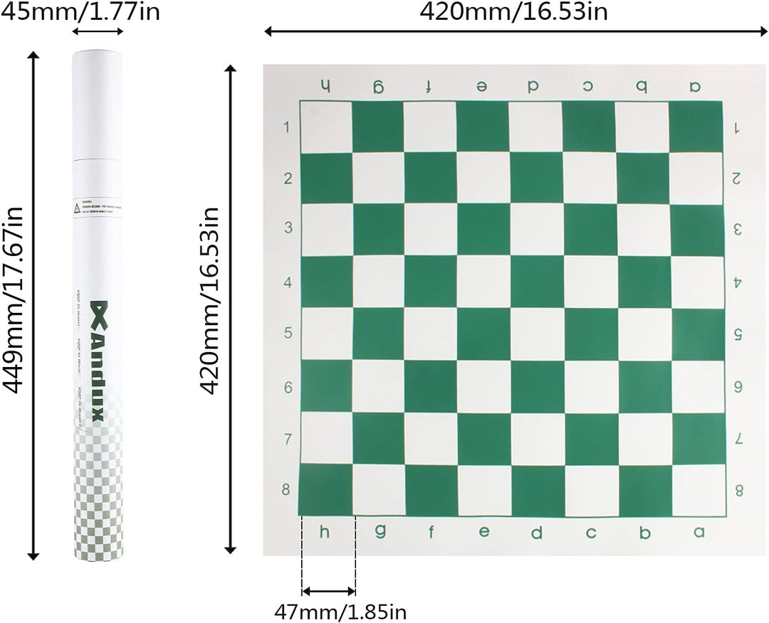 Andux Schachspiel Rollbares Schachbrett Nur Schachbrett XQQP-01 (Grün, 42x42cm), Grün, 42x42cm