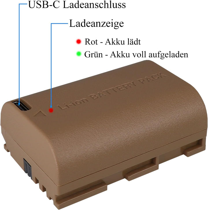 2X Blumax Gold Akku kompatibel mit Canon LP-E6NH (2250mAh) mit USB Typ-C Ladebuchse - NTC-Sensor &amp; V