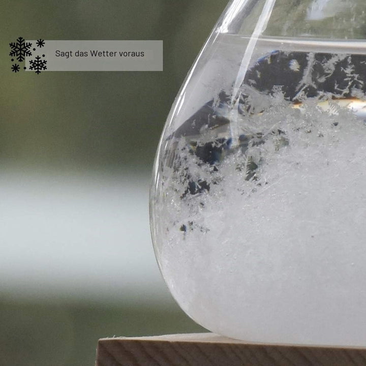 mikamax - Wettervorhersage Glas - Storm Glass Drop Mini - Barometer - Wetterstation - mit Hölzer Sta