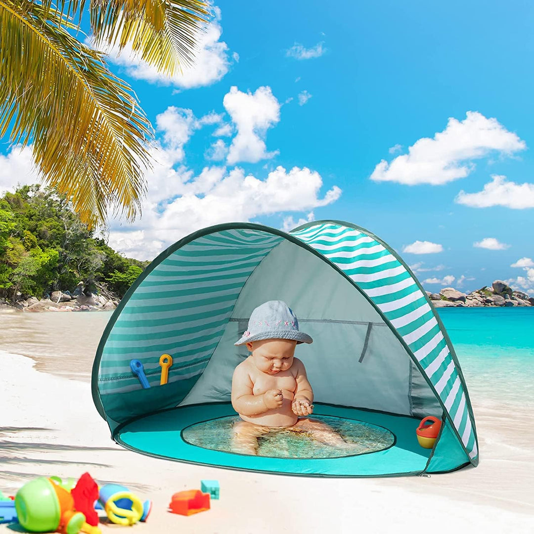 Strandmuschel Baby Pop Up Strandzelt, Baby Strand Zelt mit Mini Pool Tragbar Pop Up Baby Strandzelt