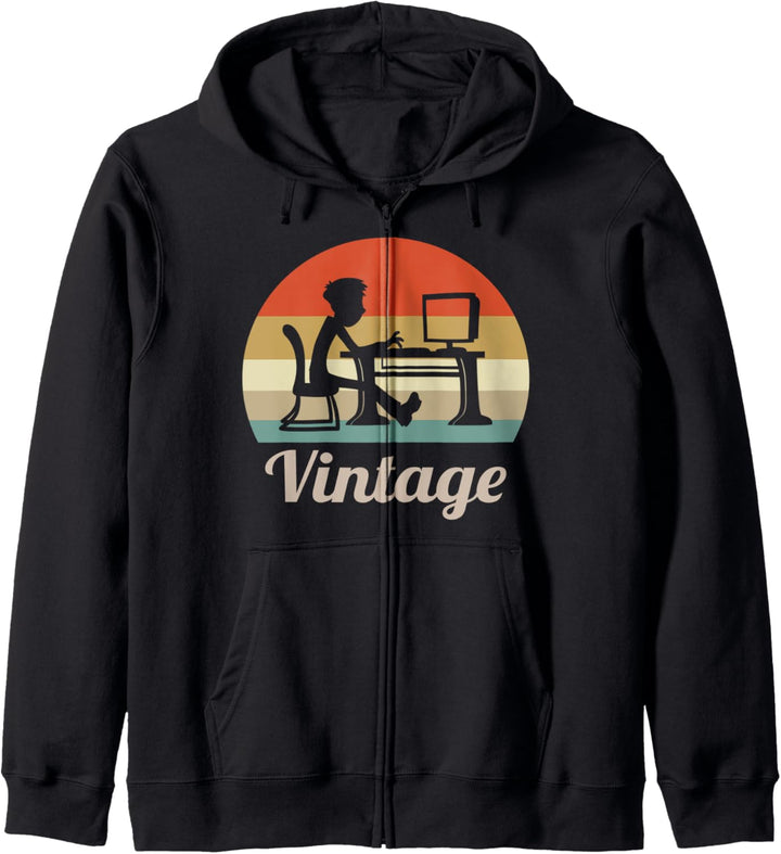 Home Office Programmierer Computer Nerd Lustig Vintage Retro Kapuzenjacke